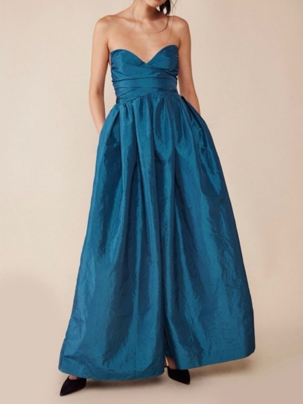 Strapless Sweetheart Teal Ball Gown